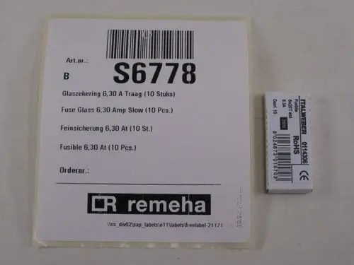 Remeha  Feinsicherung 6,30 A At (10 St.), S6778, Artikel in Kategorie